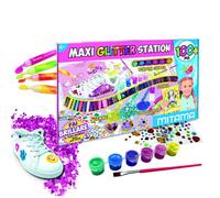 Maxi glitter station mitama 100 pezzi. contenuto : 29 polverine glitter, 6 tempera glitter, 1 pennello, 4 colle glitter, 3 colle per polverine glitter, 56 gemme, 4 stencil