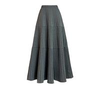 Maxi gonna da donna plissettata, per autunno e inverno, a vita alta, elasticizzata, linea ad A, per donne alla moda, alla caviglia, stile boho, 299 Grigio, 3XL