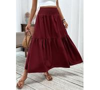 Maxi gonna floreale da donna a vita alta con punto smock una linea lunga gonna fluida a strati per abbigliamento estivo casual