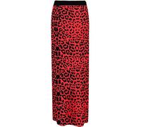 Maxi gonna lunga da donna elasticizzata a vita alta in jersey stile zingaro tinta unita stampata taglie forti, Leopardo rosso., 52-54
