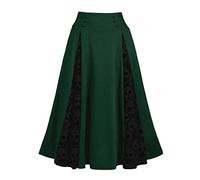 maxi gonna vittoriana da donna edoardiana linea ad A, gonna lunga da donna, vintage, a vita alta, gotico, steampunk, costume per Halloween, cosplay, verde, L