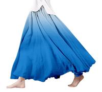 Maxi gonne da donna bohémien con elastico in vita, gonna lunga a trapezio, in cotone e lino, stile bohémien, per primavera, estate, morbida, leggera, per uscire, vacanze, spiaggia, 1 azzurro cielo., M