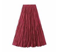 Maxi gonne pieghettate da donna in tessuto stropicciato casual elastico in vita gonna a trapezio estiva gonne fluide per le signore UK I miei ordini Offerte di oggi 2025 Saldi Liquidazione, vino