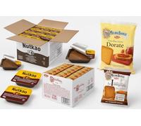 Maxi Kit Colazione per Hotel e Mense - 200 Fette Monoporzione (Dorate + Integrali) + 240 Vaschette Crema Cacao Nocciole da 18g - Colazione Pronta Igienica