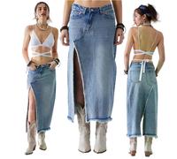 Maxi langer Jeansrock aus Denim mit Seitenschlitzen,100 % Baumwolle, 7617 new