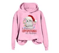 Maxi Maglia Natale Donna Felpa con Cappuccio Signora, Voglio Fare Un Ippopotamo con Una Felpa con Cappuccio Tutto Il Felpa da Donna Top (XXL)