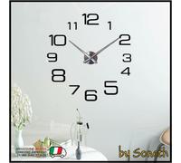 MAXI OROLOGIO GIGANTE 3D DA A PARETE CON NUMERI ADESIVI PER CUCINA, SOGGIORNO