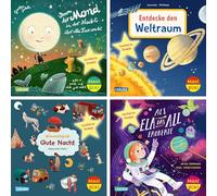 Maxi-Pixi-4er-Set 129: Sonne, Mond und Sterne leuchten (4x1 Exemplar): 4 Minibücher ab 3 Jahren zum Vorlesen - von Gute-Nacht-Geschichten bis Weltraum-Sachwissen