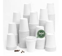 Maxi Products Take AWAY - Set di 500 bicchieri usa e getta in cartone bianco + coperchio bianco, 250 ml