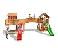 MAXI SET JOYFUL CASTEL My SPACE_XL FORTRESS Toybox Rainbow | Parco Giochi in Legno da Giardino con Scivoli, Ponte Sospeso, Casetta e Arrampicata | Per Bambini 3-10 Anni | Certificato UNI EN 71