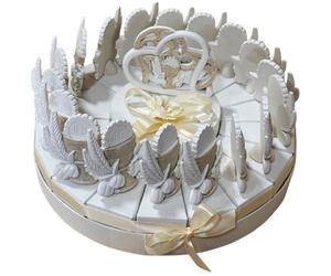 Maxi Torta Prima Comunione Con Vano Centrale Cuore E Calice D.30 Cm Con 18 Scato