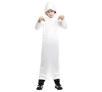 Maxia Market - Costume da tunica unisex bianco nero rosso con cappuccio per bambini - Teatro per feste di carnevale di Halloween