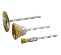 Maxicraft 89823 - Set di 3 pennelli di ottone nel perno ruota ø 20 mm/ø 13 mm piastra/spazzola ø 4 mm