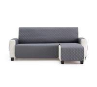 MAXIFUNDAS | Copridivano Con Chaise Longue, Imbottito, Bracciolo Destro 200 Cm - Extra Morbido Grigio - Con Cinghie Posteriori - Proteggi Divano