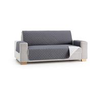 MAXIFUNDAS | Copridivano imbottito reversibile 4 posti - Copridivano extra morbido grigio/grigio chiaro - copridivano con strisce elastiche di tenuta - copridivano modello MAUI
