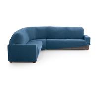 MAXIFUNDAS FUNDAS DE SOFA & CHAISE LONGUE. Copridivano ad angolo Relive Color Celeste. Fodera protettiva super elastica per divano ad angolo.