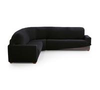 MAXIFUNDAS FUNDAS DE SOFA & CHAISE LONGUE. Copridivano ad angolo Relive colore nero. Fodera protettiva super elastica per divano ad angolo.