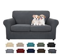 MAXIJIN 3 pezzi nuovi copridivano jacquard per 2 cuscini divano elasticizzato antiscivolo Love Seat per cani animali domestici elastico protezione mobili Loveseat Slipcovers (loveseat, grigio scuro)