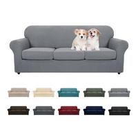 MAXIJIN 4 pezzi nuovi copridivano per 3 cuscini divano super stretch antiscivolo per cani animali domestici elastici jacquard mobili protezione divano divano (grigio chiaro)