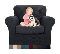 MAXIJIN Copridivano elasticizzato a 1 Posti con 1 Copricuscini, Copridivano antiscivolo monoposto con Copricuscino Separato per animali domestici, cani (1 Posto, Nero)