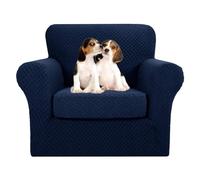 MAXIJIN Copridivano elasticizzato a 1 Posti con 1 Copricuscini, Copridivano antiscivolo monoposto con Copricuscino Separato per animali domestici, cani (1 Posto, Blu Navy)