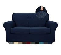 MAXIJIN Copridivano elasticizzato a 2 Posti con 2 Copricuscini, Copridivano antiscivolo a due posti con Copricuscino Separato per animali domestici, cani (2 Posto, Blu Navy)