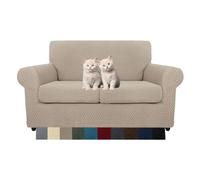 MAXIJIN Copridivano elasticizzato a 2 Posti con 2 Copricuscini, Copridivano antiscivolo a due posti con Copricuscino Separato per animali domestici, cani (2 Posto, Cachi)