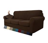 MAXIJIN Copridivano elasticizzato a 3 Posti con 3 Copricuscini grandi, Copridivano antiscivolo a tre posti con Copricuscino Separato per animali domestici, cani (4 Posto, caffè Scuro)