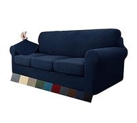 MAXIJIN Copridivano elasticizzato a 3 Posti con 3 Copricuscini grandi, Copridivano antiscivolo a tre posti con Copricuscino Separato per animali domestici, cani (4 Posto, Blu Navy)