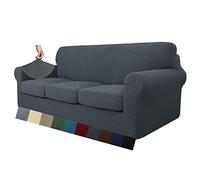 MAXIJIN Copridivano elasticizzato a 3 Posti con 3 Copricuscini grandi, Copridivano antiscivolo a tre posti con Copricuscino Separato per animali domestici, cani (4 Posto, Grigio Scuro)