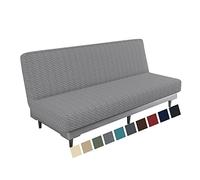 MAXIJIN Copridivano Elasticizzato a 3 Posti Senza braccioli Copridivano Clic Clac Pieghevole Regolabile Fodera Futon Rimovibile Universale per Soggiorno (Grigio Chiaro)