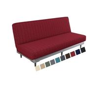 MAXIJIN Copridivano Elasticizzato a 3 Posti Senza braccioli Copridivano Clic Clac Pieghevole Regolabile Fodera Futon Rimovibile Universale per Soggiorno (Rosso)