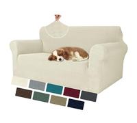 MAXIJIN Copridivano elastico per divano a 2 posti (140-175 cm, universale, con braccioli, moderno, elasticizzato, antigraffio, lavabile, colore: beige, a 2 posti)