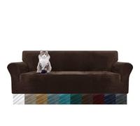 MAXIJIN Copridivano Extra Large in Velluto Spesso per Cani e Gatto, Protezione per Mobili Oversize Elasticizzato a 4 posti, 95% Poliestere e 5% Spandex, Antiscivolo, Taglia XL, Caffè Scuro