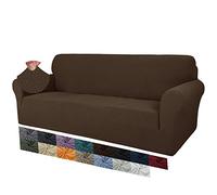 MAXIJIN Copridivano extra large jacquard creativo per 3 o 4 posti, 1 pezzo copridivano antiscivolo super elasticizzato per cani Pet Friendly divano copridivano per mobili (4 Posti, Caffè Scuro)