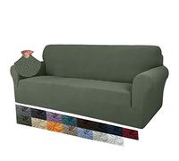 MAXIJIN Copridivano extra large jacquard creativo per 3 o 4 posti, 1 pezzo copridivano antiscivolo super elasticizzato per cani Pet Friendly divano copridivano per mobili (4 Posti, Army Green)