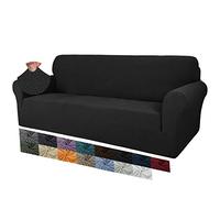MAXIJIN Copridivano extra large jacquard creativo per 3 o 4 posti, 1 pezzo copridivano antiscivolo super elasticizzato per cani Pet Friendly divano copridivano per mobili (4 Posti, Nero)