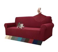 MAXIJIN Copridivano extra large per 3 o 4 posti, fodera per divano jacquard elasticizzata per cani Fodera per divano proteggi divano adatto agli animali domestici (4 posto, Jacquard Rosso)