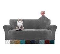 MAXIJIN - Copridivano in velluto spesso, 3 posti, super elasticizzato, per cani, gatti e animali domestici, 1 pezzo, protezione elasticizzata per mobili, in peluche (3 posti, colore: grigio)