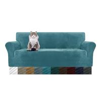 MAXIJIN Copridivano in velluto spesso a 3 posti, super estensibile, per cani Cat Pet Friendly 1 pezzo elastico Furniture Protector copridivano in peluche (3 posti, blu pavone)