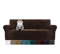 MAXIJIN Copridivano in velluto spesso a 3 posti, super estensibile, per cani Cat Pet Friendly 1 pezzo elastico Furniture Protector copridivano in peluche (3 posti, caffè scuro)