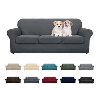 MAXIJIN Copridivano per divano a 3 pezzi, super elasticizzato, antiscivolo, per cani e animali domestici, in jacquard elasticizzato, protezione per mobili, 4 pezzi (divano, grigio scuro)