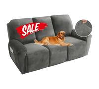 MAXIJIN Copridivano reclinabile in velluto elasticizzato, per divano reclinabile a 3 cuscini, morbido e spesso, lavabile, 8 pezzi (divano reclinabile, grigio scuro)