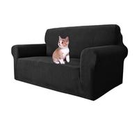 MAXIJIN Copridivano super elasticizzato per divano a 2 posti, coprisedili 1 pezzo Coprisedili jacquard Copridivano per cani Pet Friendly Fodera per divanetto aderente (2 posto, Nero)