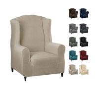 MAXIJIN Copripoltrona Elastico con Orecchie Copridivano Jacquard 1 pezzo Poggiatesta Copridivano Poltrona con Schienale Largo (Cachi)