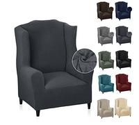 MAXIJIN Copripoltrona Elastico con Orecchie Copridivano Jacquard 1 pezzo Poggiatesta Copridivano Poltrona con Schienale Largo (Grigio)