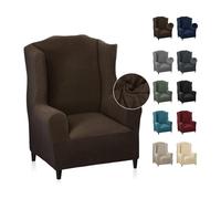 MAXIJIN Copripoltrona Elastico con Orecchie Copridivano Jacquard 1 pezzo Poggiatesta Copridivano Poltrona con Schienale Largo (Caffè)