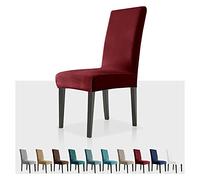 MAXIJIN Coprisedie con Schienale 2 pezzi in Velluto, Elasticizzato Lavabile Fodere coprisedia per sala da pranzo con Fascia Elastica per Ristorante, Hotel (Rosso, 2)