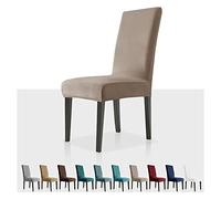 MAXIJIN Coprisedie con Schienale 4 pezzi in Velluto, Elasticizzato Lavabile Fodere coprisedia per sala da pranzo con Fascia Elastica per Ristorante, Hotel (Cachi, 4)