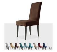 MAXIJIN Coprisedie con Schienale 4 pezzi in Velluto, Elasticizzato Lavabile Fodere coprisedia per sala da pranzo con Fascia Elastica per Ristorante, Hotel (caffè Scuro, 4)